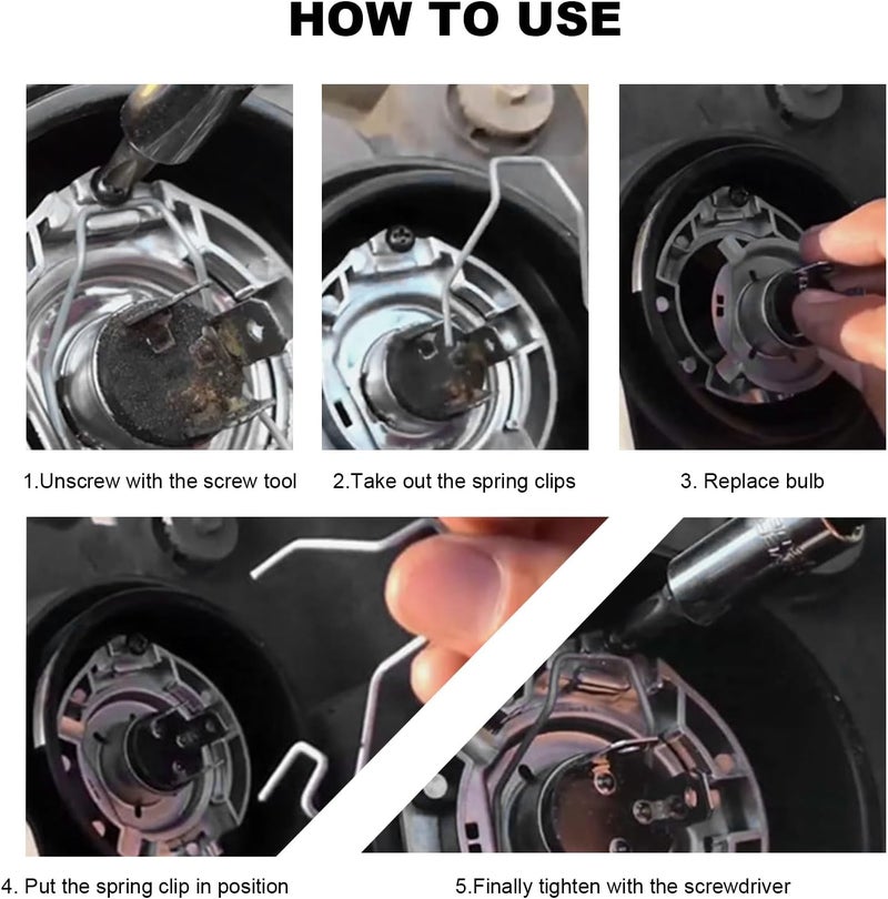 YTFRL 9PCS Bulb Retaining Spring Clips for H1/H3/H4/H7, Stainless Steel Car Dip Dipped Beam Bulb Holder, Universal Headlight Clamp Dipped Beam Bulbs Retainer for Most Vehicles - Image 5
